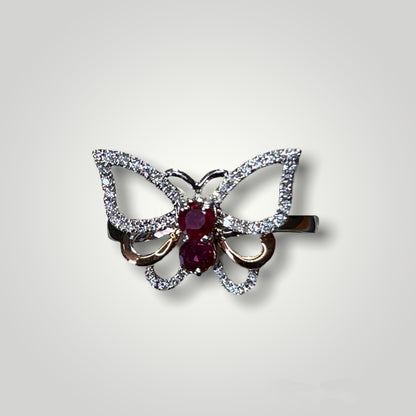 Two-Tone Ruby and Diamond Butterfly Ring - Q&T Jewelry