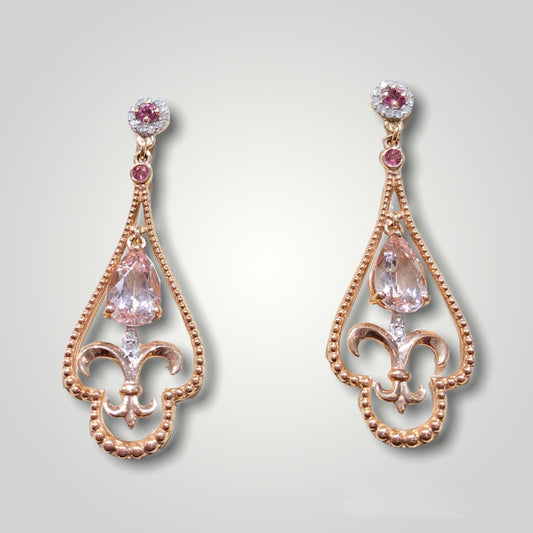 Women' s Morganite & Diamond Drop Earrings - Q&T Jewelry
