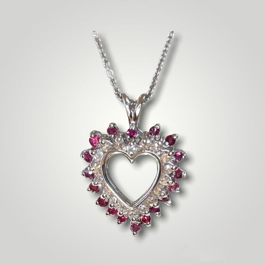Ruby and Diamond Heart Pendant - Q&T Jewelry