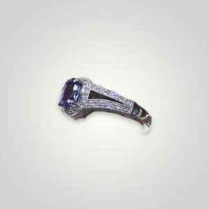 Oval Tanzanite Double Band Ring