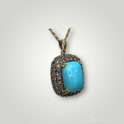 Chocolate Diamond & Turquoise Pendant - Q&T Jewelry