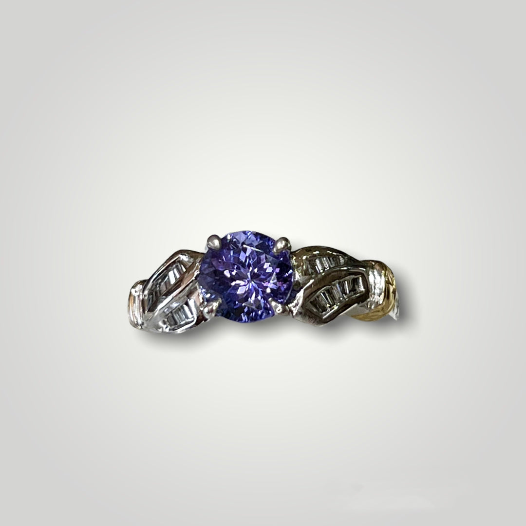 14k Two Tone Tanzanite and Diamond Ring - Q&T Jewelry