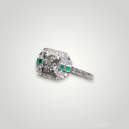 Diamond & Tsavorite Garnet Engagement Ring