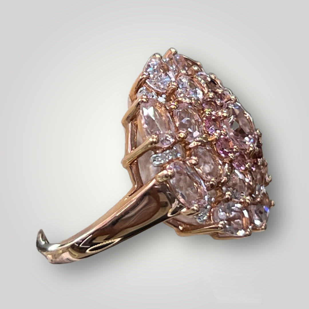Rose Gold Morganite Flower Ring - Q&T Jewelry