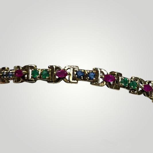 Sapphire, Ruby, & Emerald Bracelet