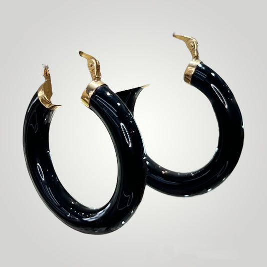 Black Onyx Hoop Earrings - Q&T Jewelry