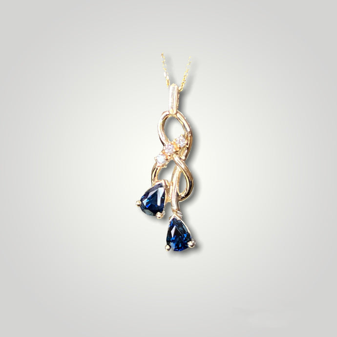 Sapphire and Diamond Yellow Gold Pendant - Q&T Jewelry