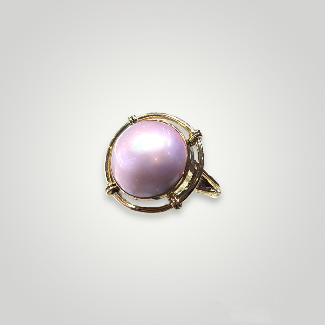 Pink Mabe Pearl Ring