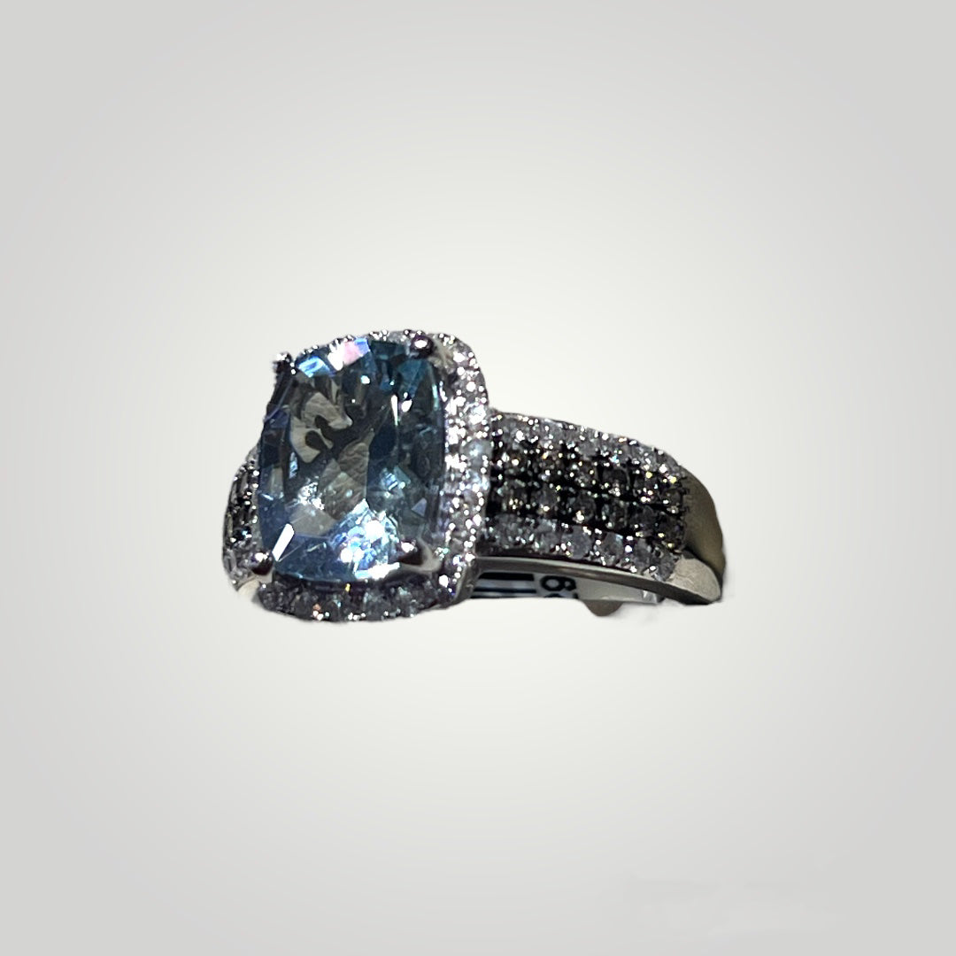 Aquamarine & Champagne Diamond Ring