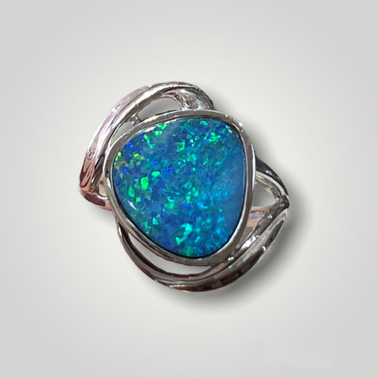 14k Blue Opal Fashion Ring - Q&T Jewelry