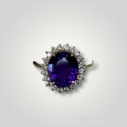 Purple Amethyst & Diamond Halo Ring - Q&T Jewelry
