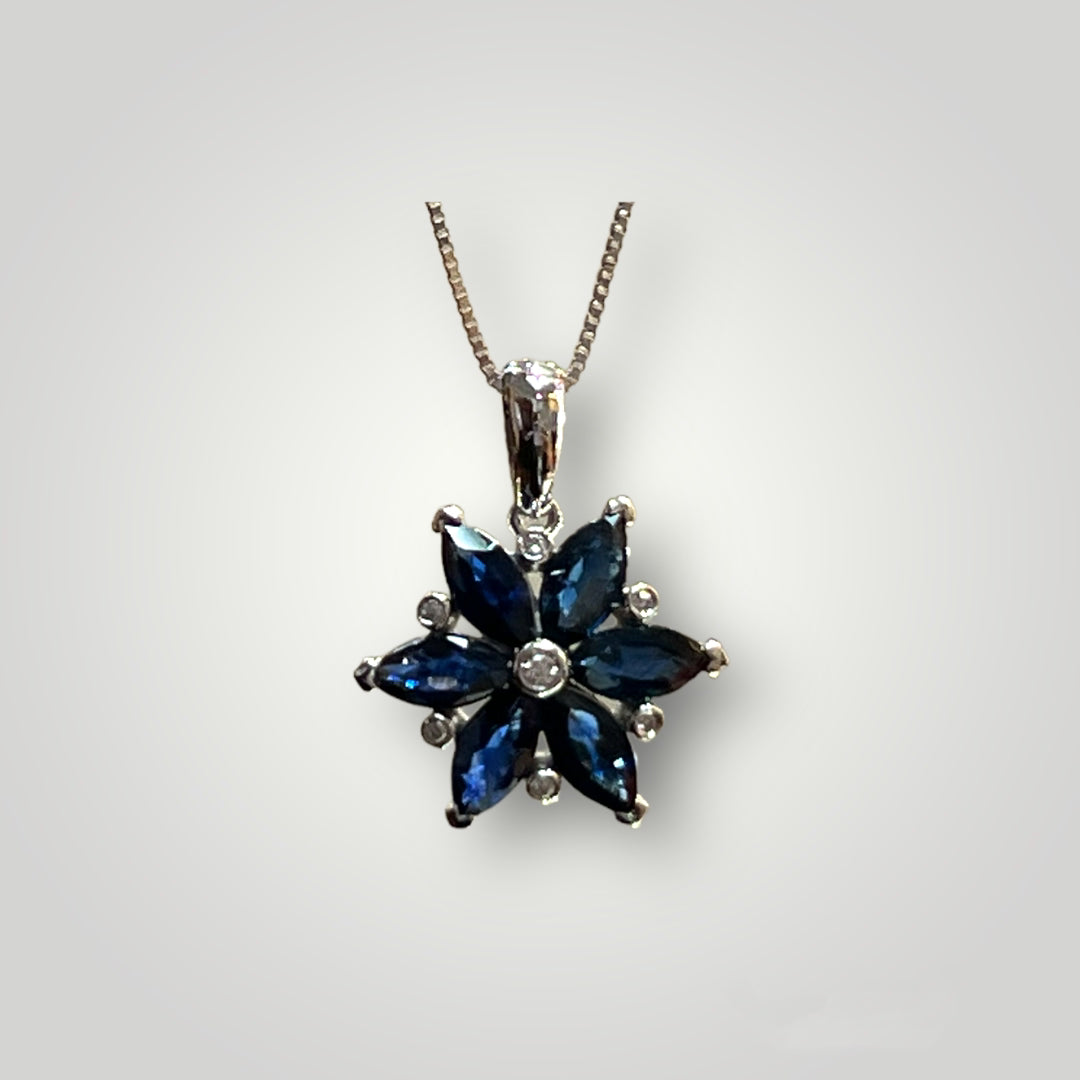 Sapphire Flower Pendant - Q&T Jewelry