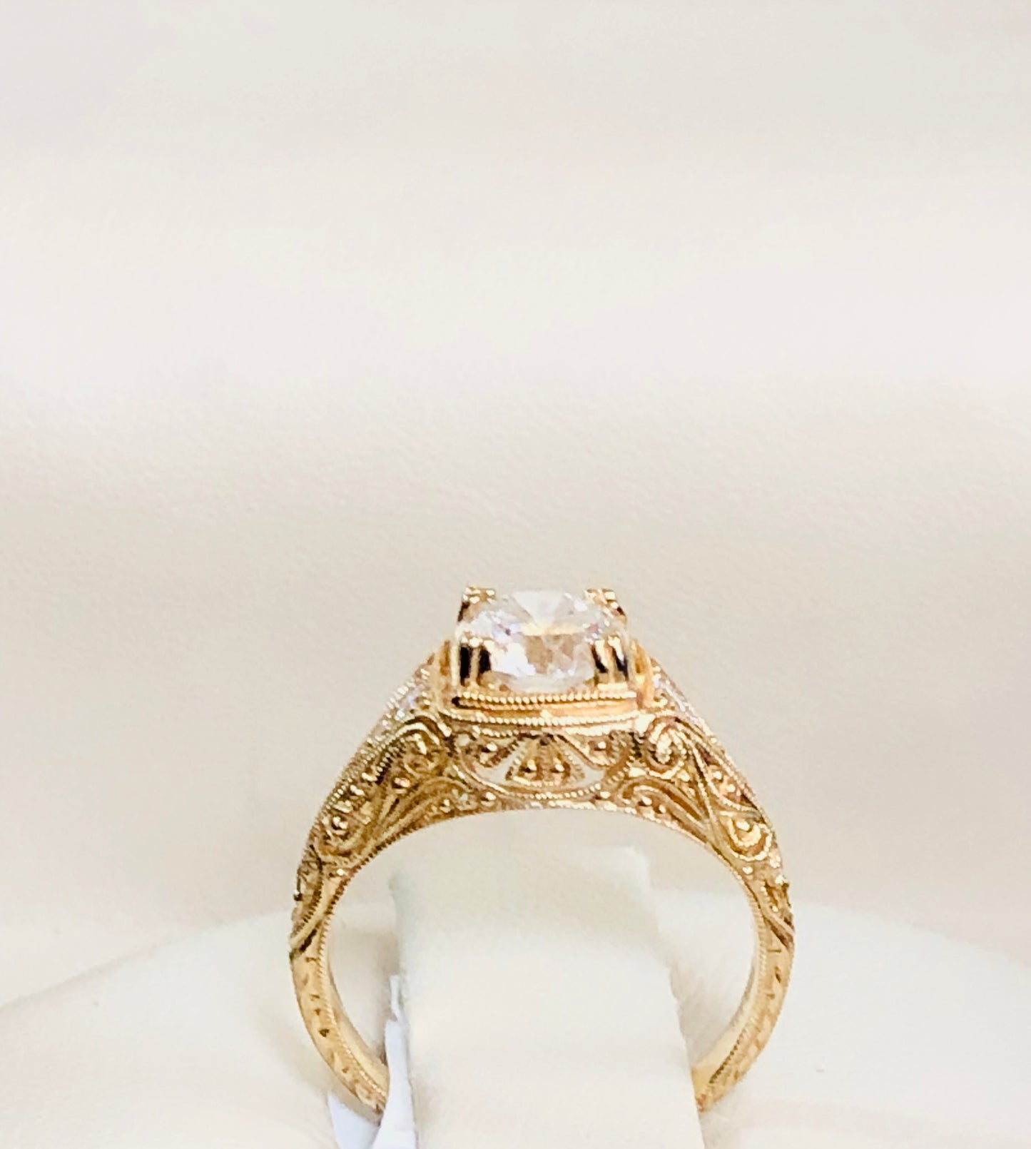 Women's 14K Fancy Engraved Diamond  Ring - Q&T Jewelry