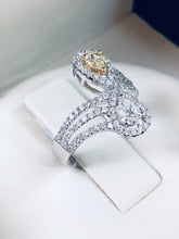 Load image into Gallery viewer, Two-Stone Canary Diamond Anniversary Ring - Q&amp;T Jewelry