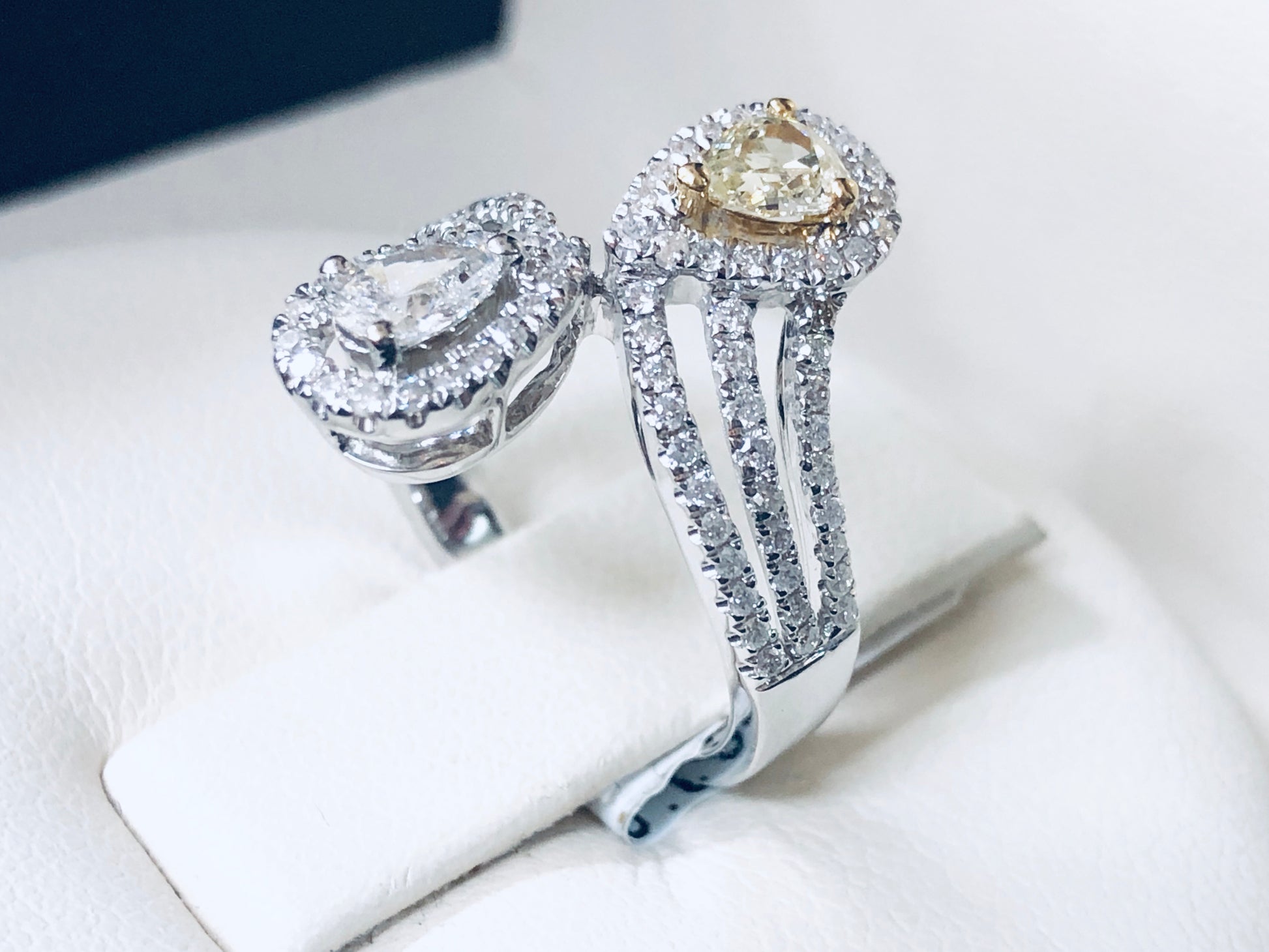 Two-Stone Canary Diamond Anniversary Ring - Q&T Jewelry